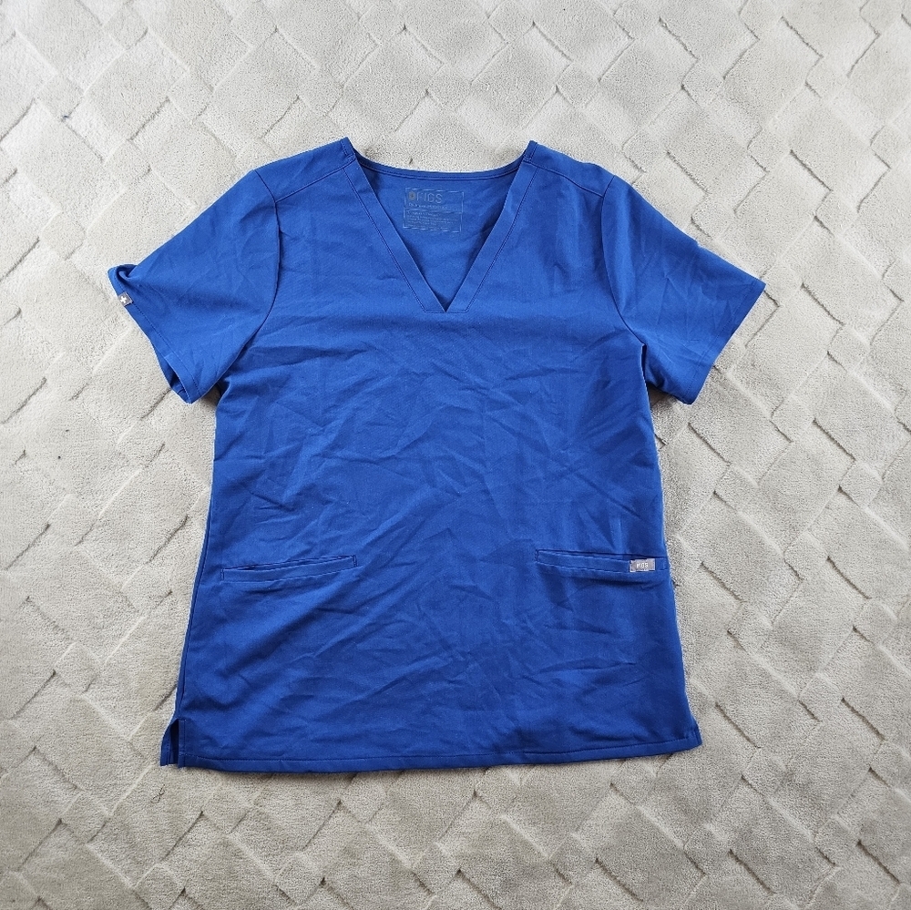 Figs Casma Scrub Top Womens Large Blue Medical Nurse Wear
